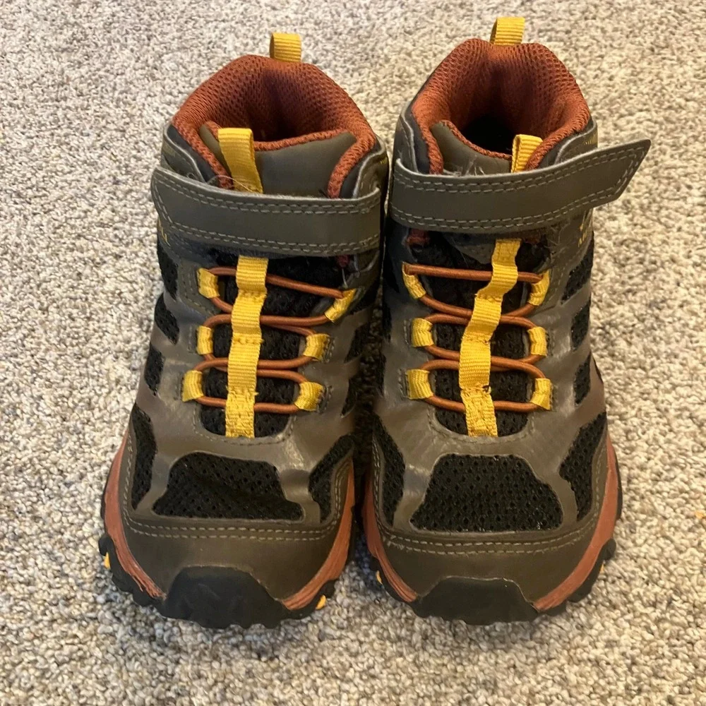 Merrell M-FST Mid A/C Waterproof Kids Hiking Boots Olive Orange MK261289 11M